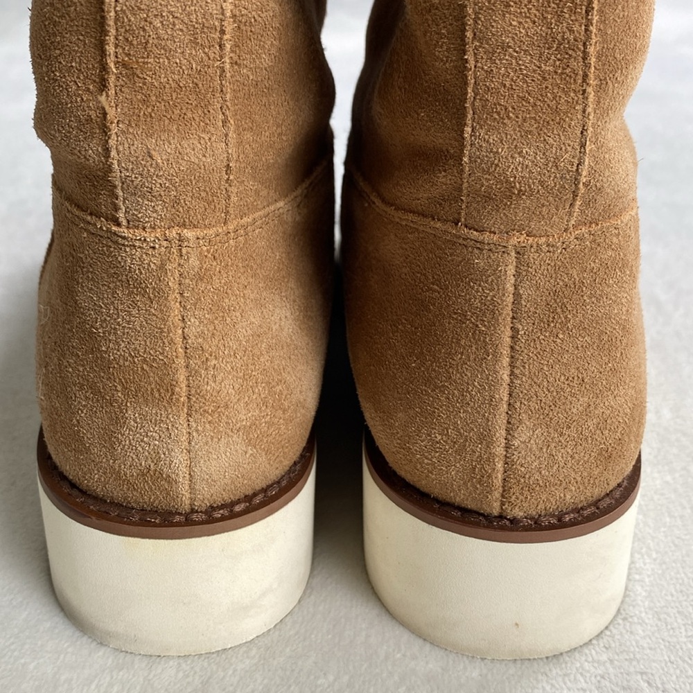 Coach Vitoria Suede Faux Curly Shearling Mid Calf Boots | Camel/Natural - Picture 5 of 15